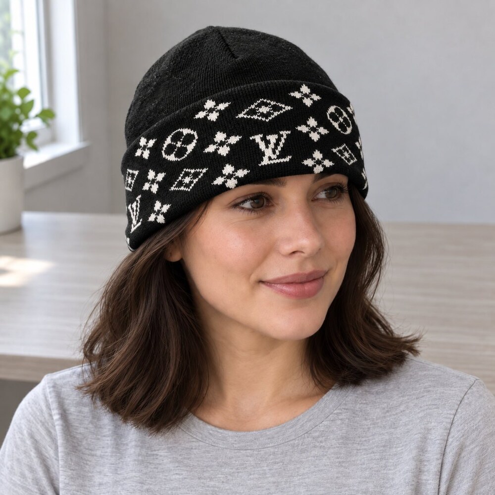 Louis Vuitton Black Monogram Beanie - Picture 2 of 6